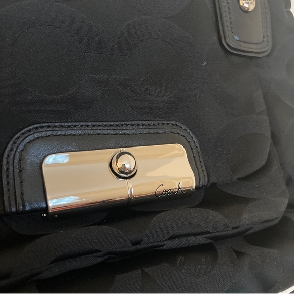 COACH Kirstin Opa satin satchel bag in black - Picture 4 of 6